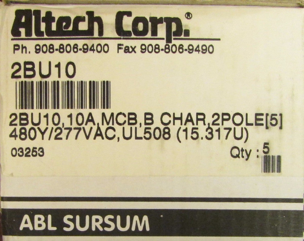 ALTECH ABL SURSUM 2BU10 2 Pole 10 Amp Din Rail Circuit Breaker