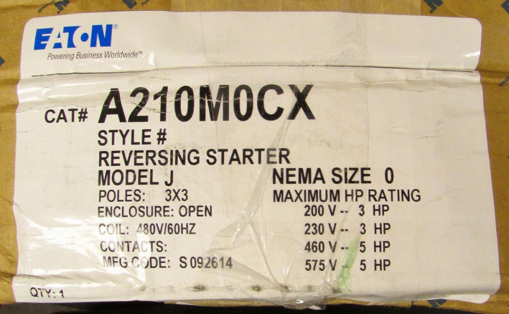 EATON CUTLER HAMMER A200 Size 0 Reversing Starter 440/480V A210M0CX 