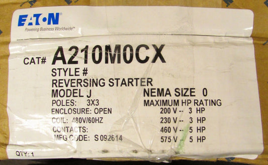 EATON CUTLER HAMMER A200 Size 0 Reversing Starter 440/480V A210M0CX 