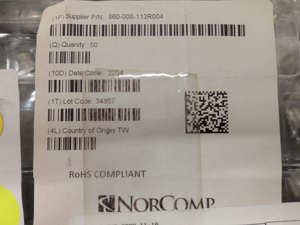 New, Norcomp, 860-008-113R004, CONN RCPT MALE 8POS GOLD SOLDER