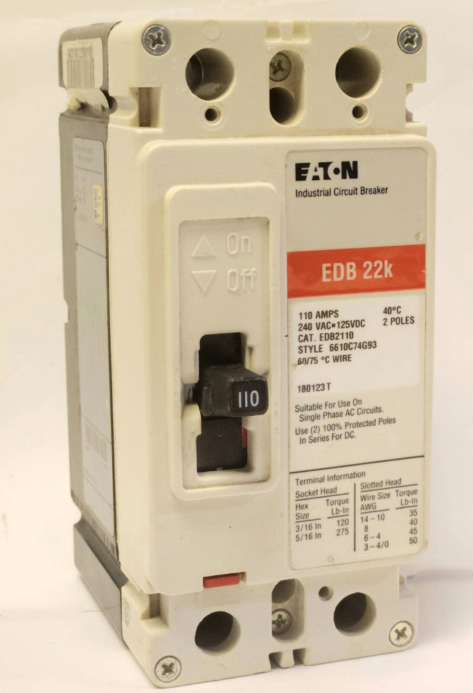 EATON CUTLER HAMMER EDB2110 2 Pole 110 AMP Type EDB Circuit Breaker