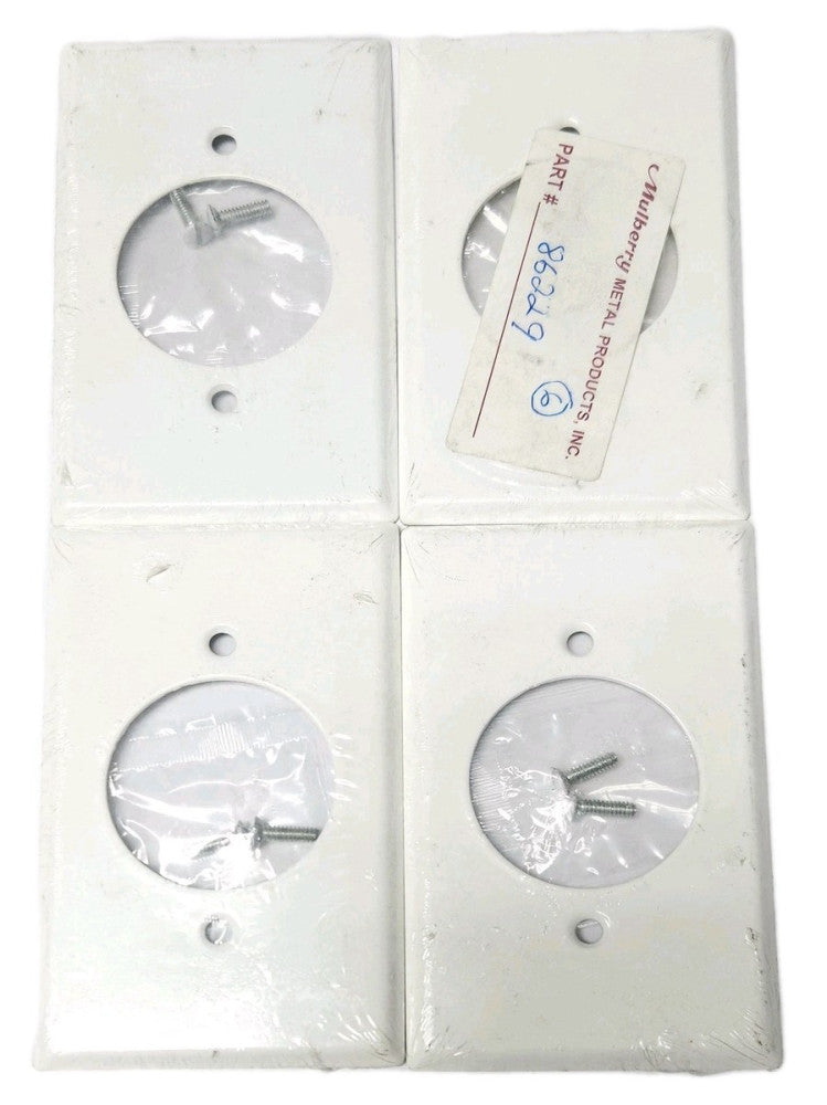 LOT OF 4 MULBERRY 86229 Single Gang Round 120-240 Receptacle Outlet Cover White