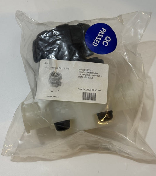 PolyPro TDV150-TF 1.5" Manual Teflon Diaphragm Valve - New