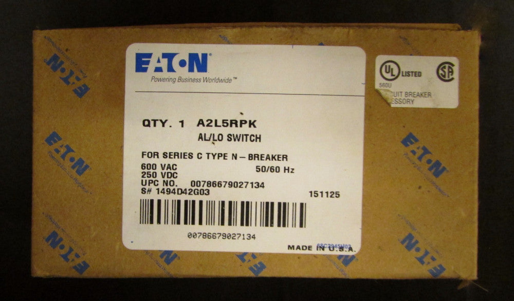 EATON CUTLER HAMMER A2L5RPK N Frame ND HND AL/LO Alarm Aux Switch 1494D42G03