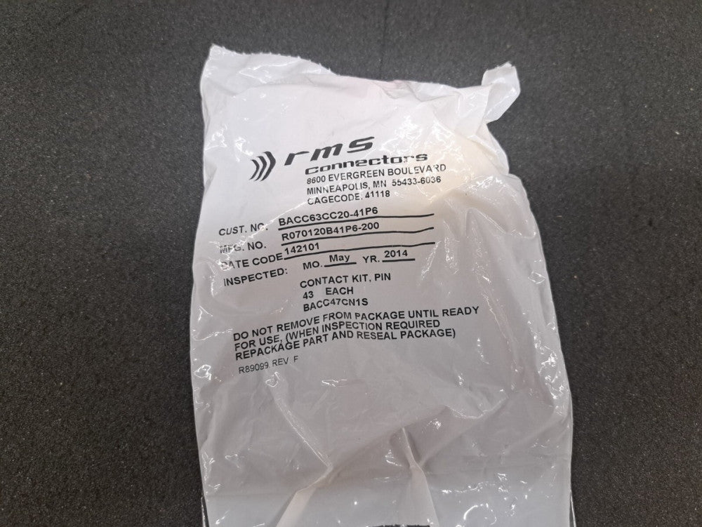 New, RMS Connectors, BACC63CC20-41P6, CONN RCPT MALE 41POS GOLD CRIMP
