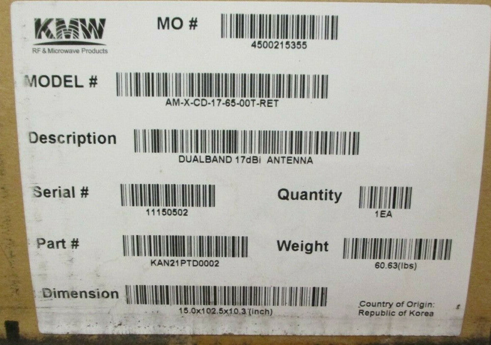 KMW - AM-X-CD-17-65-00T-RET - Dual Band, 698-894MHz & 1710-2170Mhz, 8 Foot, 65 D