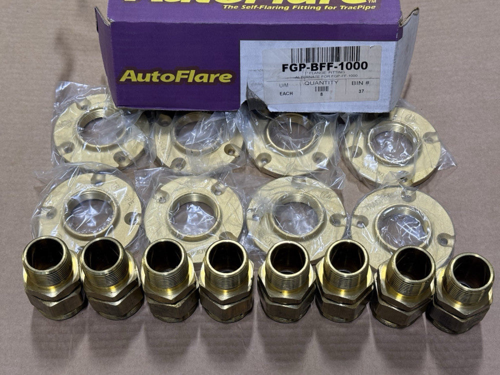 Box of 8 - TracPipe AutoFlare FGP-BFF-1000 Gas Brass 1" Flange Fitting - New