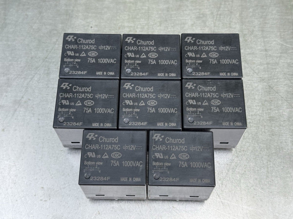 Lot of 8 - Churrod CHAR-112A75C Relay 12V , 75A , 1000VAC - New Unused