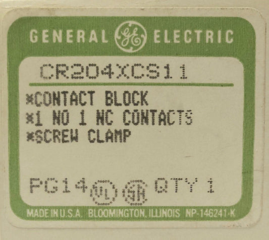 GENERAL ELECTRIC CR204XCS11 Screw Clamp 1 NO 1 NC Contact Block PG14 Pushbutton