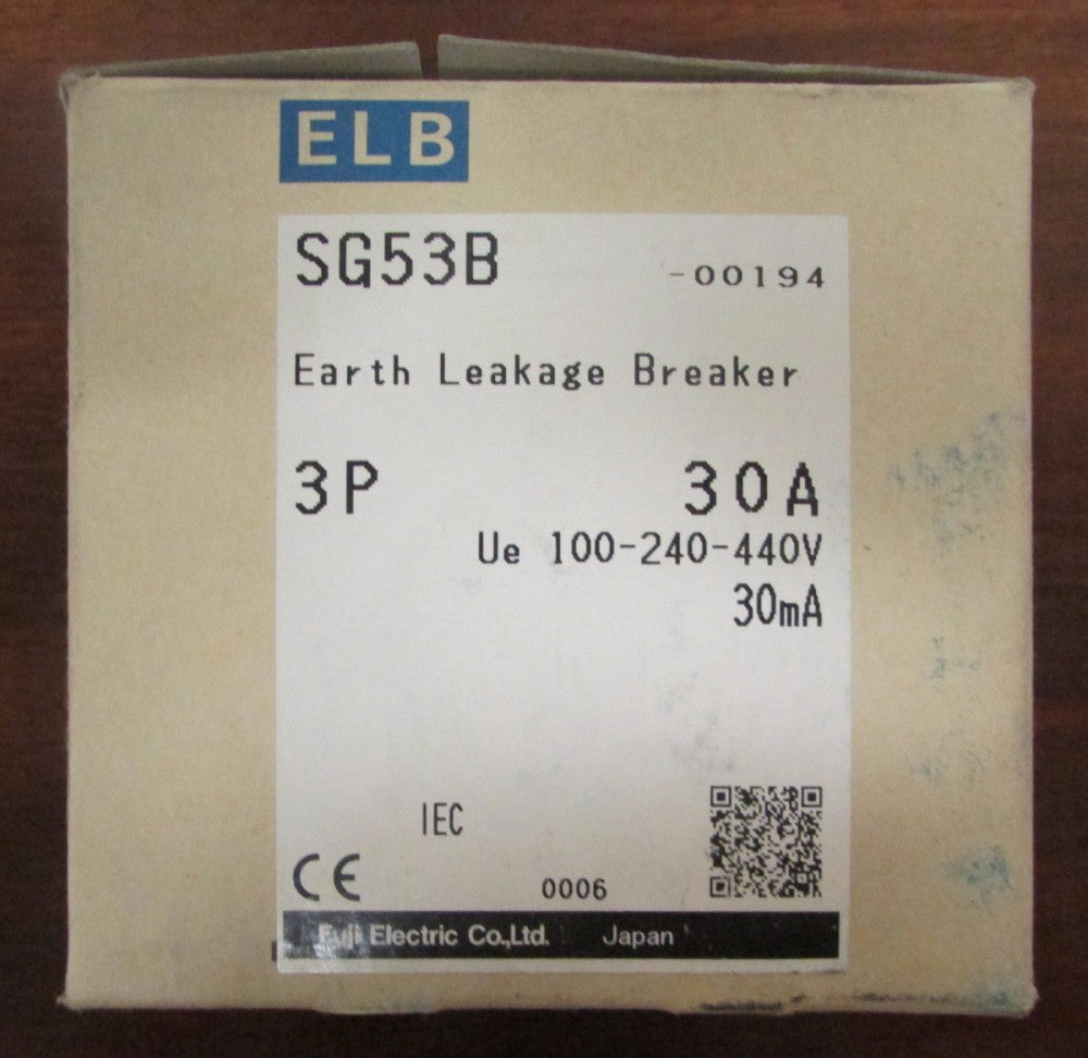 FUJI ELECTRIC SG53B 00194 3 Pole 30 Amp ELB Earth Leakage Circuit Breaker  