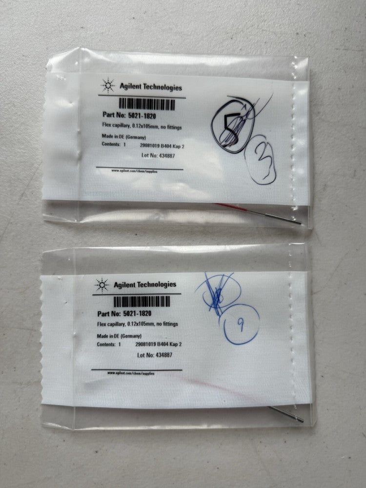 Lot of 2 - Agilent 5021-1820 Flex Capillary 0.12x105mm , no fittings - New