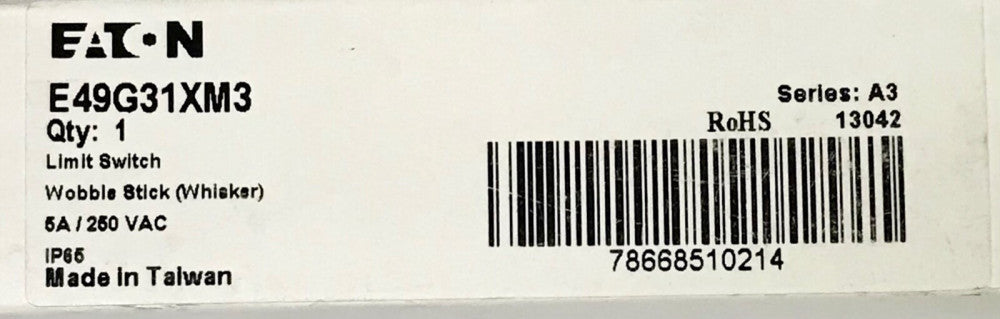 EATON E49G31XM3 Wobble Stick Whisker E49 Limit Switch 5 AMP 250 VAC