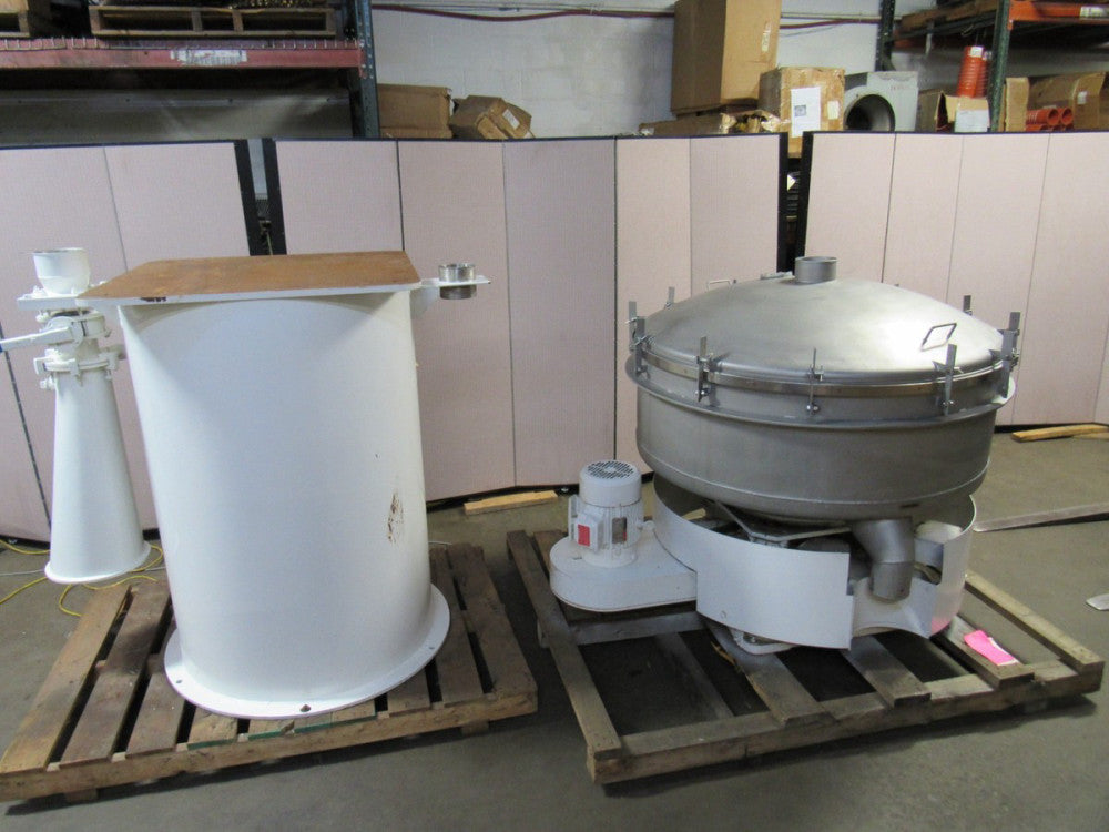GUMP S/S STAINLESS VIBRATORY TRIPPLE DECK PRESSURE SIFTER W/ STAND CP43 48"DIA