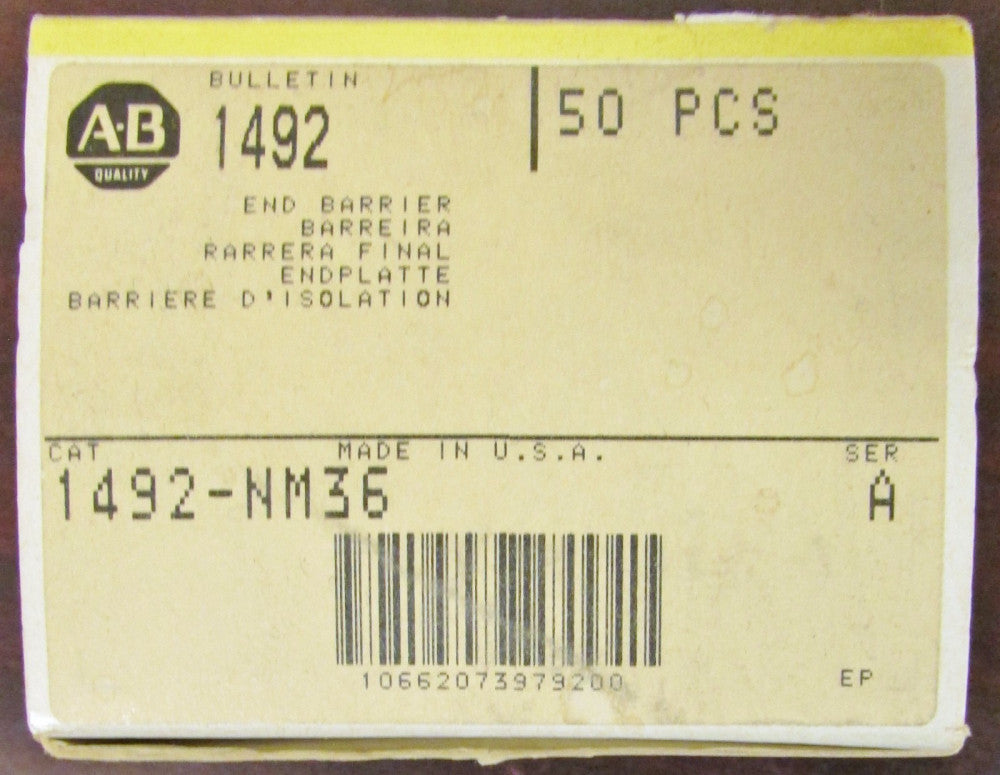 ALLEN BRADLEY (Box of 15) Terminal Block End Barrier 1492 NM36