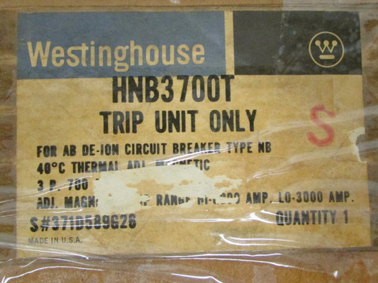 WESTINGHOUSE HNB3700T 3 Pole 700 Amp NB Frame Trip Unit 371D589G26
