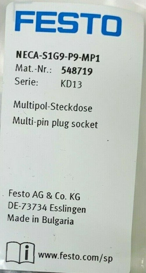 FESTO NECA S1G9 P9 MP1 Mutli Pin Plug Socket 