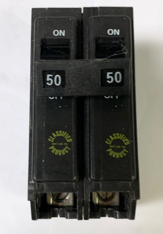EATON CUTLER HAMMER CHQ250 2 Pole 50 AMP Type CHQ Circuit Breaker
