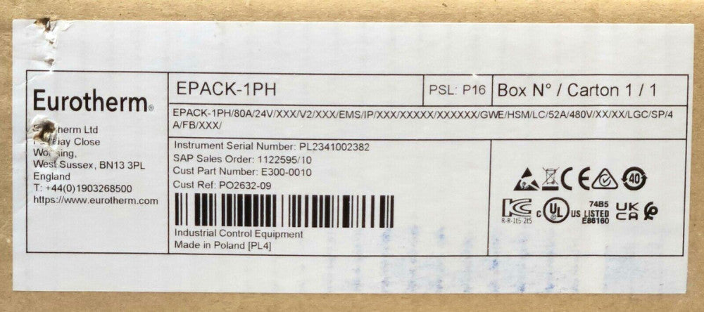 EUROTHERM EPACK 1PH E300-0010 COMPACT SCR POWER Controller 80 AMP 24 VAC VDC 100