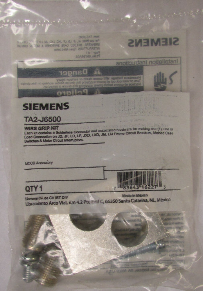 SIEMENS ITE TA2-J6500 CU7AL JD JF LD Circuit Breaker Lug Terminal TA2J6500