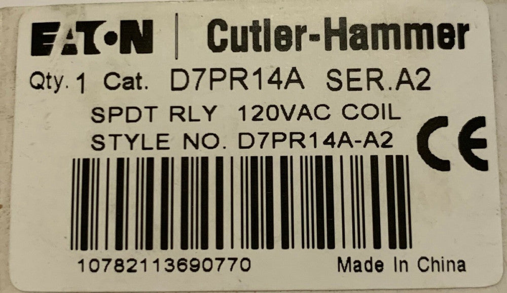 EATON CUTLER HAMMER D7PR14A 120 VAC SPDT Relay