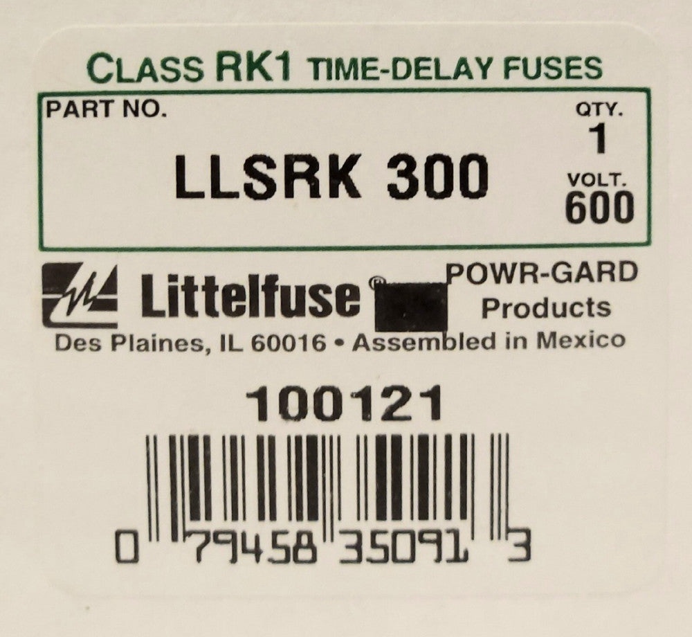 LITTELFUSE LLSRK 300 POWR GARD 300 AMP 600 VAC FUSE TIME DELAY CLASS RK1