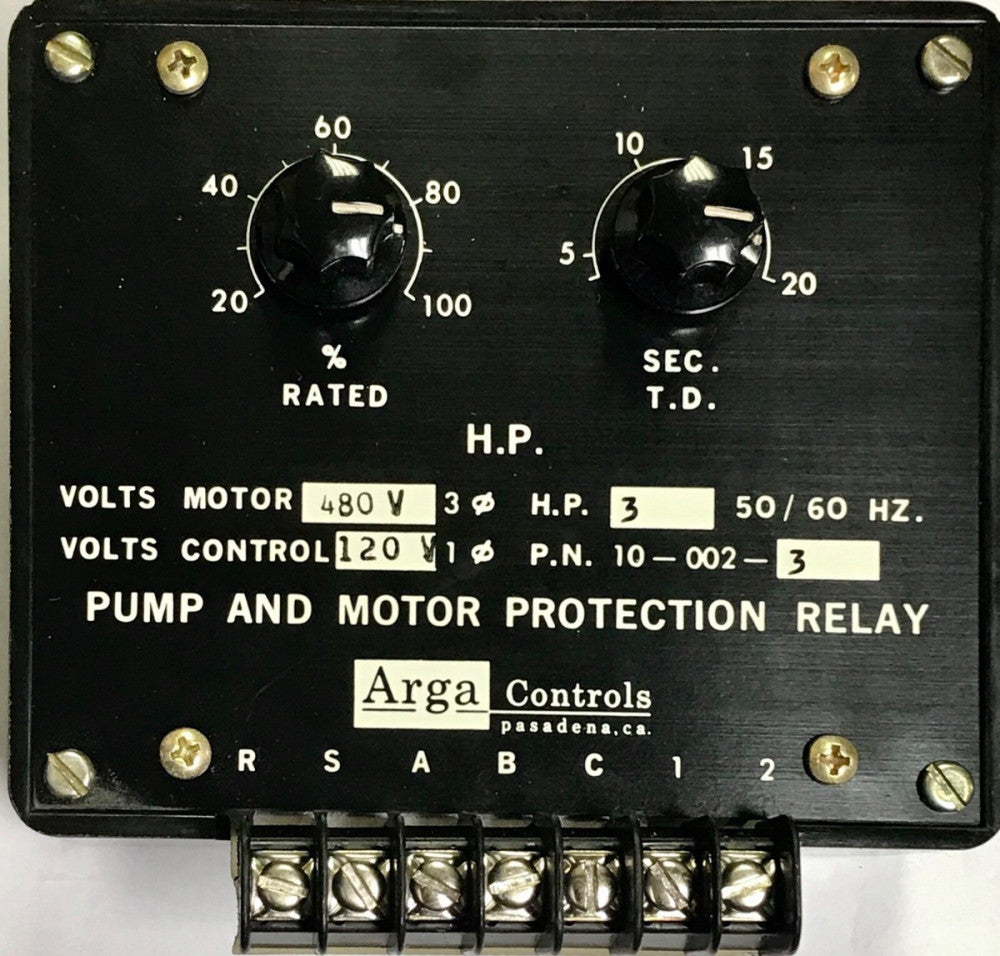 ARGA CONTROLS 10-002-3 Pump And Motor protection Relay 480V 3 HP Pump Protector