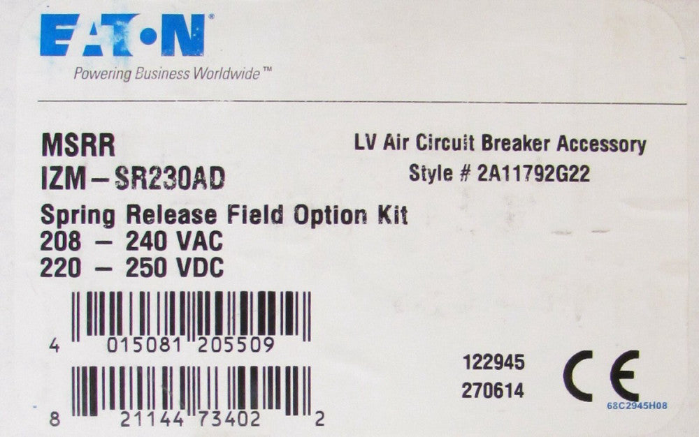 Eaton Cutler Hammer MSRR IZM SR230AD Shunt Trip Magnum DS 2A11792G22 2C12790G29 