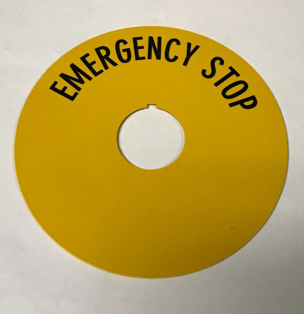 EATON MOELLER A22 1AK 299 Jumbo EMERGENCY STOP Legend Plate Label 22mm 3.5"