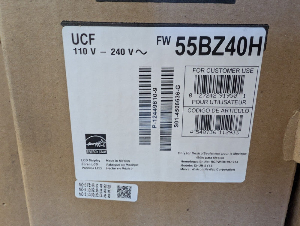 New, Sony, 55BZ40H, Bravia 55" LED-backlit LCD display - 4K - digital signage