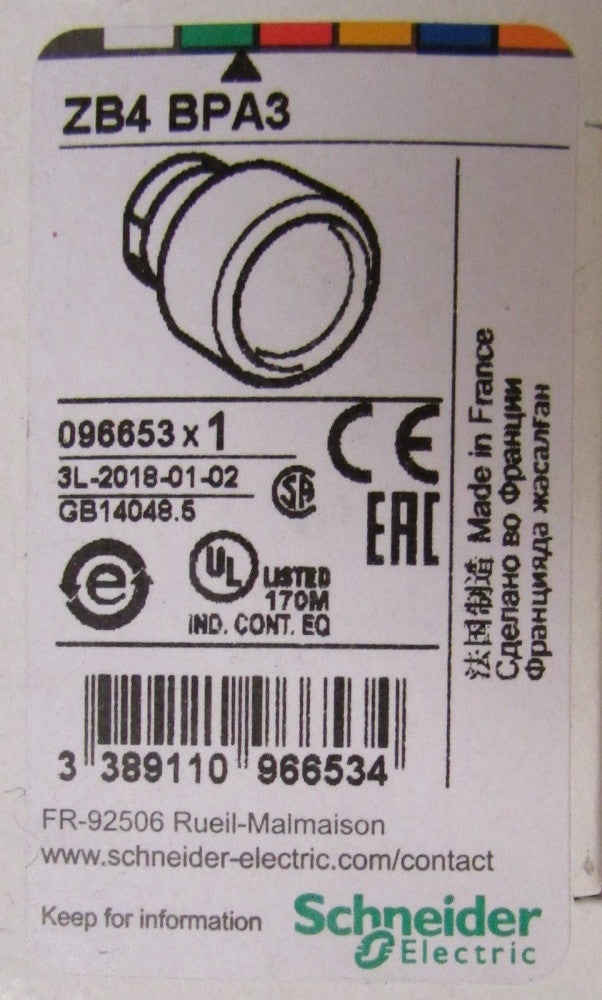 SCHNEIDER ELECTRIC ZB4 BPA3 GREEN Non Ilum Rubber Booted Push Button Operator 