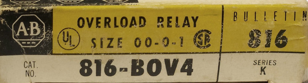 ALLEN BRADLEY 816 B0V4 Size 00 Size 0 Size 1 Overload Relay 816 BOV4 Series K