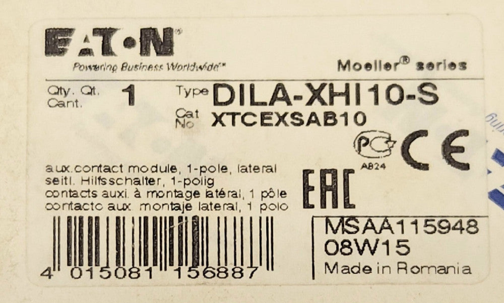 EATON DILA XHI10 S Side Mount Auxiliary Contact
