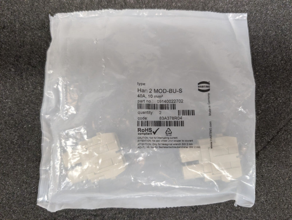 New, Harting, 09140022702, MODULE FEMALE 2POS SCREW