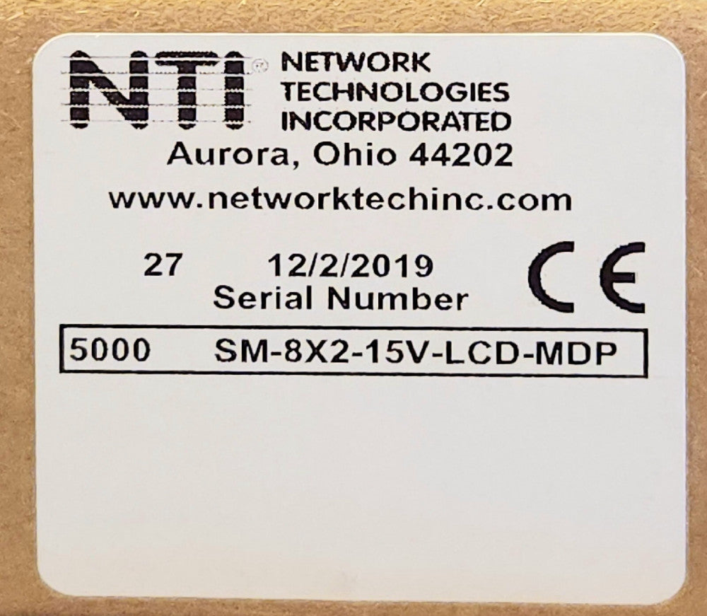 NTI Network Technologies SM 8X2 15V LCD MDP VEEMUX Video Matrix Switch Ethernet