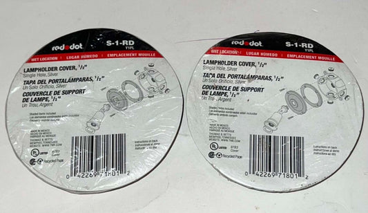 THOMAS  & BETTS RED DOT S 1 RD Lampholder Cover 1/2" Single Hole Silver LOT OF 2