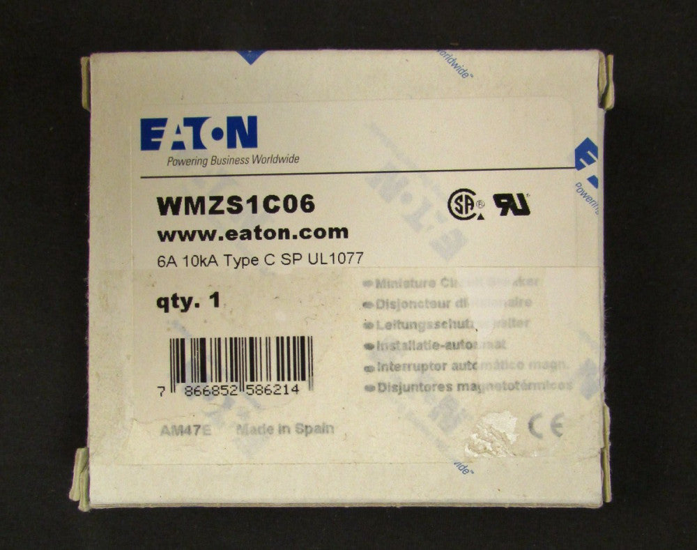 EATON MOELLER WMZS1C06  Type C SP C6 Breaker Single Pole 6 AMP  10 KA 