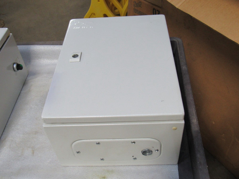SBE TECH ELECTRICAL STEEL  ENCLOSURE 15-3/4" X 11-3/4" X 8" W/ BACKPLATE - USED