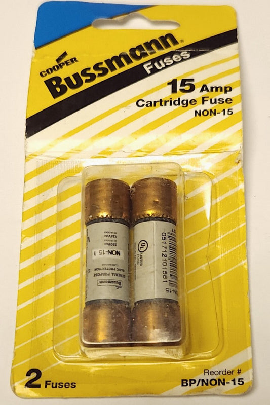 PACK OF 2 COOPER BUSSMANN BP NON 15 Cartridge Fuse 15 AMP 250 VAC NON-15