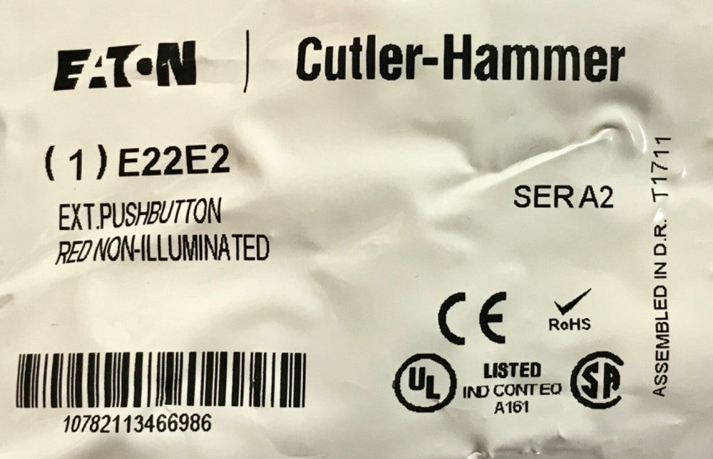 EATON CUTLER HAMMER E22E2 Extended Red Non Illuminated Pushbutton