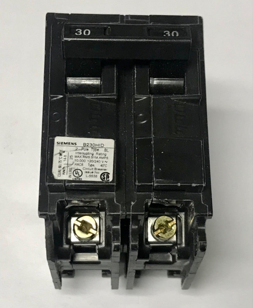 SIEMENS B230HID 2 Pole 30 AMP Type BL Circuit Breaker Bolt IN
