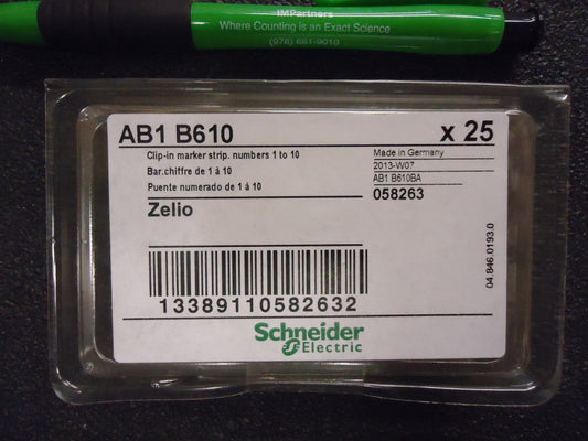 Schneider Electric AB1B610 6MM MARKER STRIP. Brand New! 25 per pack!