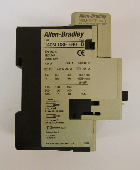 ALLEN BRADLEY 140M D8E B40 2.5-4 Amp Manual Motor Controller Protector