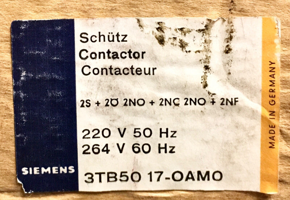 SIEMENS 3TB50 17 0AMO 220-264 V E Pole 160 AMP Contactor