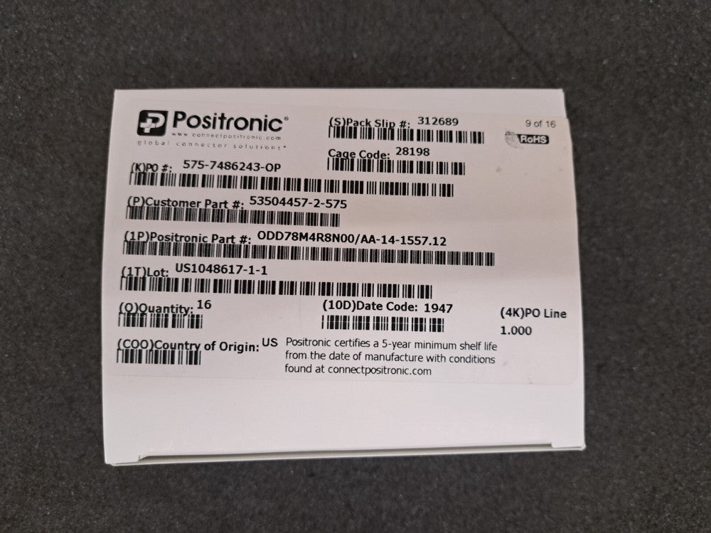 New, Positronic, ODD78M4R8N00/AA-14-1557.12, D Sub-mini Connector, 78 Contact