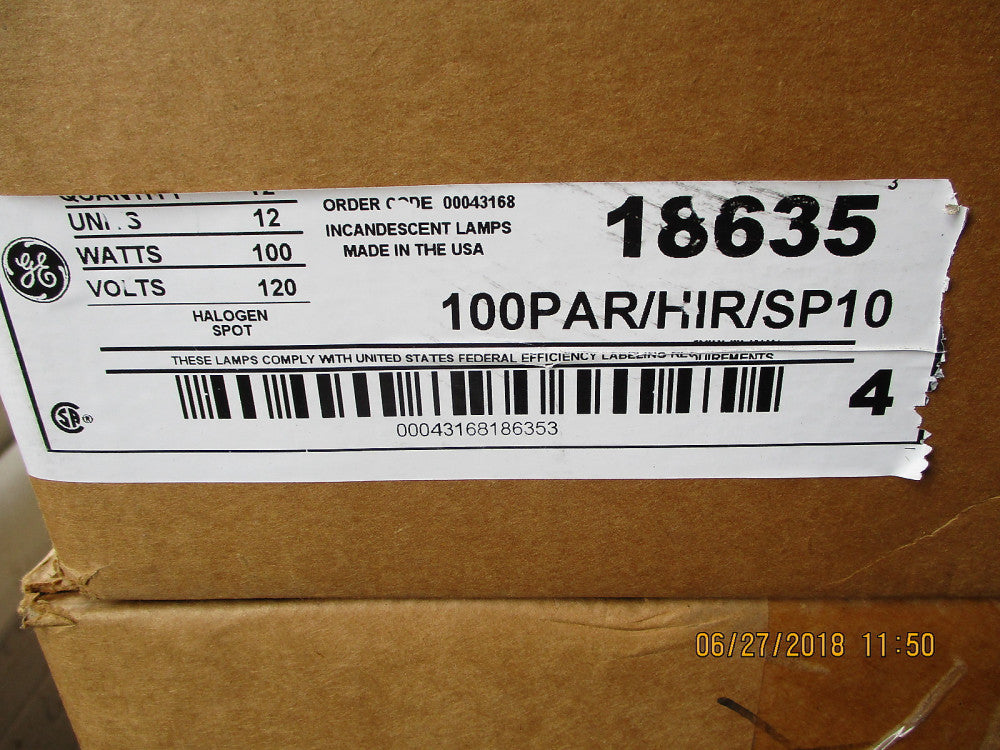 18635 GE Lighting 130V, 100W, Halogen-IR Spotlight BRAND NEW! Lot of 12