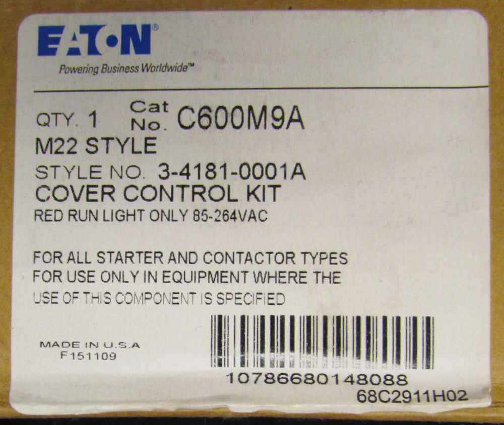 EATON KLOCKNER MOELLER C600M9A Red Run Light M22 Cover Control Kit 85-264 VAC