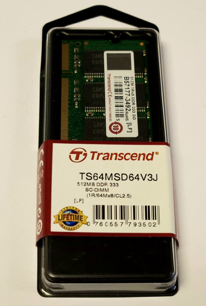 SEALED TRANSCEND TS64MSD64V3J Premium Memory CARD MODULE 512MB DDR 333 SO-DIMM