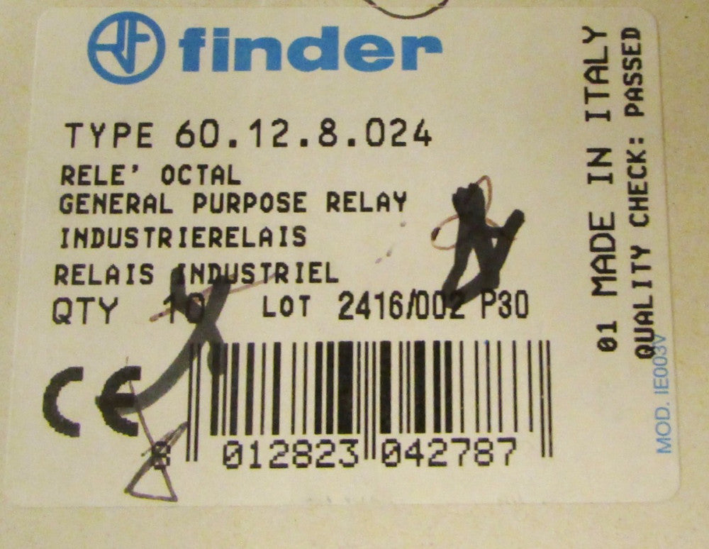 FINDER 60.12.8.024 10 Amp 24 VAC Relay 60 12 8 024 *PRICE PER EACH*