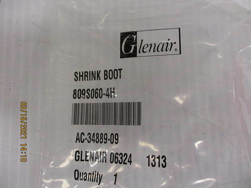 New, Glenair, 809S060-4H, Heat Shrink Boot 4 Size Polymer Straight Black