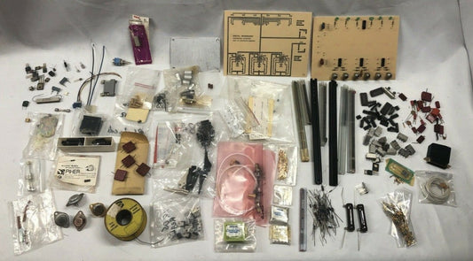 BIG LOT OF VINTAGE MISCELLANEOUS Resistors Microchips Capacitors Caps Cables